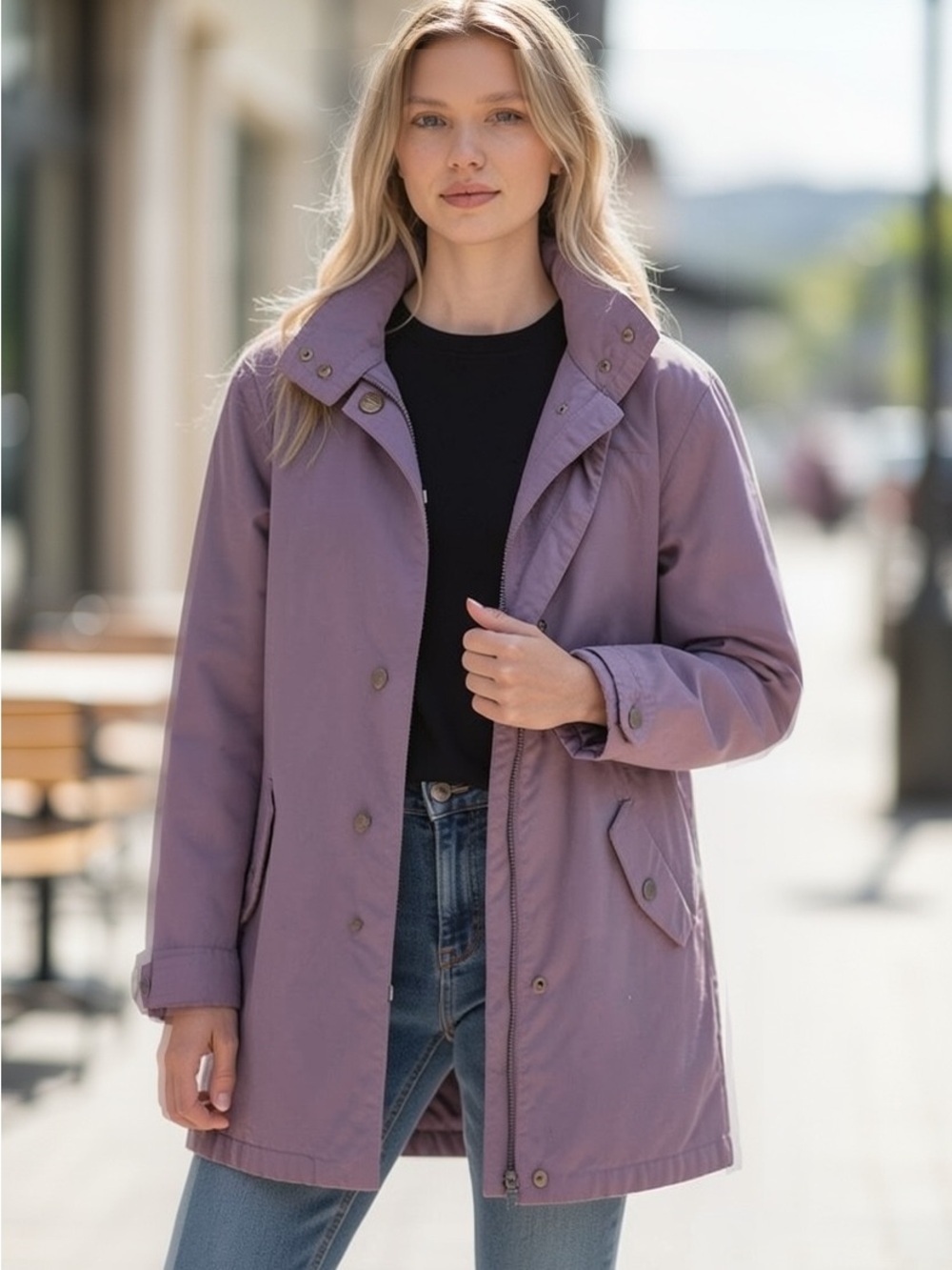 Women’s Lavender Trench Coat - Casual Lightweight Jacket